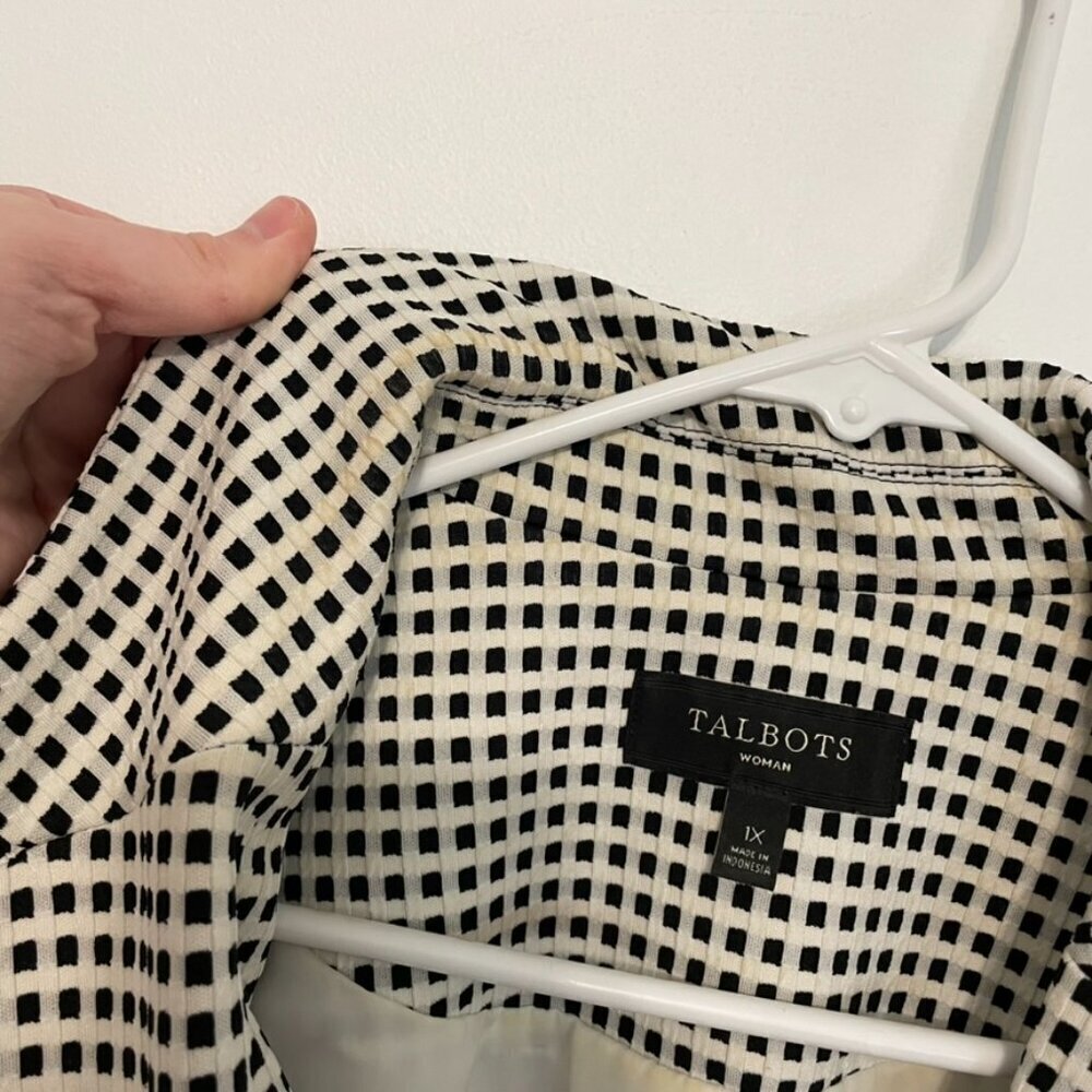 Talbots Plus Size Textured Checked Blazer Cream B… - image 4